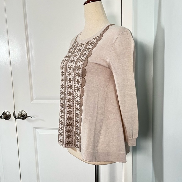 J.Crew 100% merino wool embroidered A line sweater size XS - Picture 8 of 13